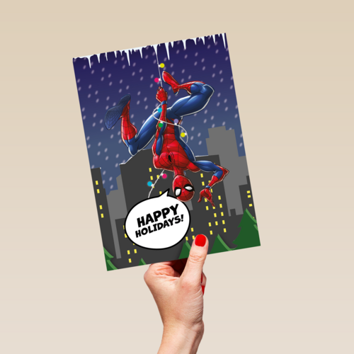 Spiderman kerstkaart happy holidays