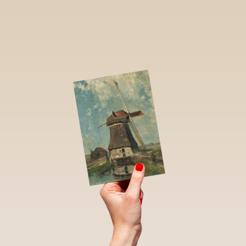 studio art kaart blanco met een nederlandse molen