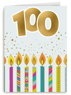 Verjaardagskaart 100 jaar met kaarsjes