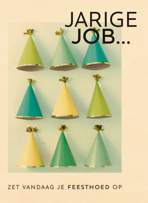 Houten Kaart Verjaardagskaarten | Kaart Voor De Jarige Job Zet Vandaag Je Feesthoed Op