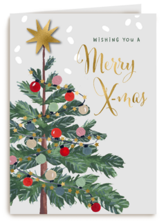 kerstkaart met kerstboom merry x mas
