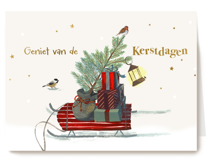 Kerst Geniet Van De Kerstdagen Slee Met Cadeaus