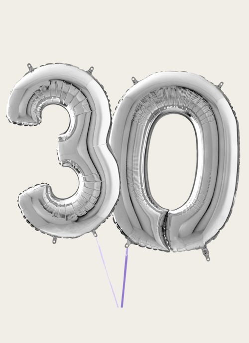 Hallmark Cijferballon 30 Jaar Zilver XL |  Cadeau Ballonnen |