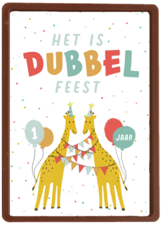dubbel feest met twee giraffen en confetti