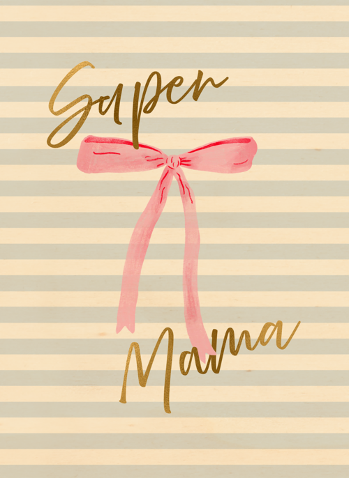 Houten Kaart Moederdag | Houten Kaart Hallmark | Moederdag | Moederdag Super Mama Strik