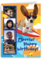 Verjaardag Jongen Hond Op Surfplank