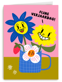 Fijne verjaardag bloemen mok