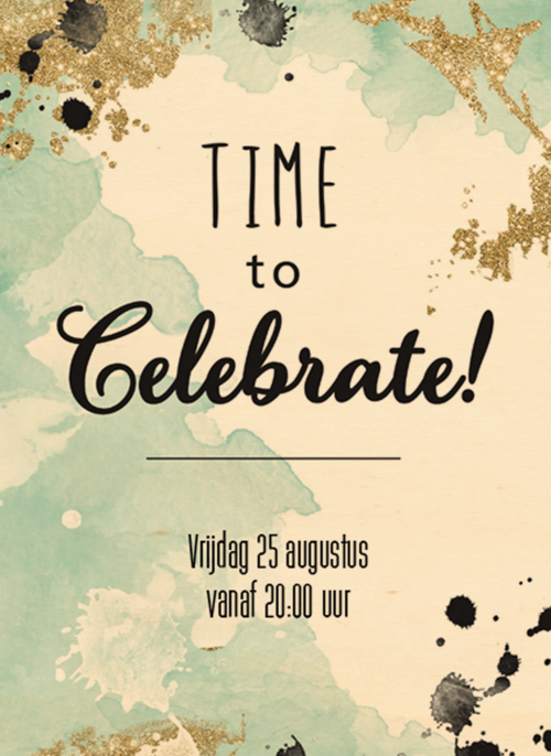 Houten Kaart Verjaardagsfeest Feest | Watercolor Celebrate