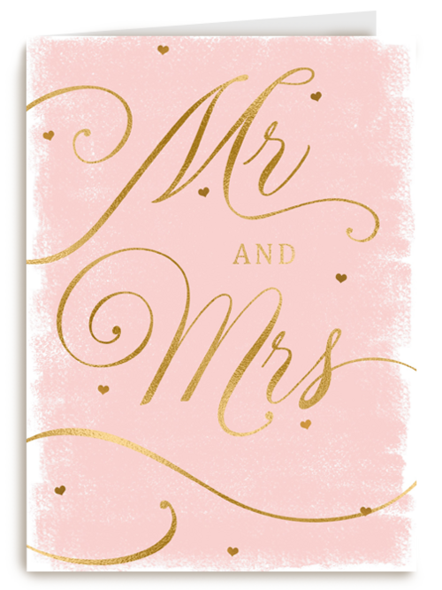 Trouwdagkaart Mr and Mrs Roze met goud