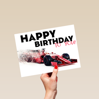 verjaardagskaart rode formule 1 auto