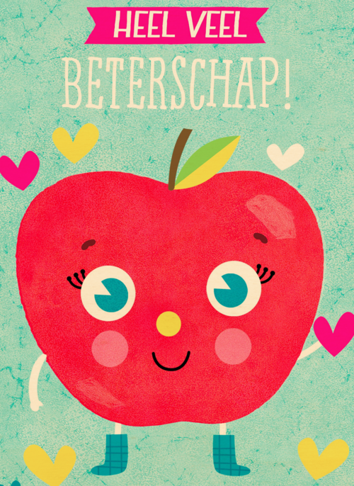 Houten Kaart Beterschapskaarten | Houten Kaart Hallmark | Beterschapskaarten | Beterschapskaart Appel Heel Veel Beterschap