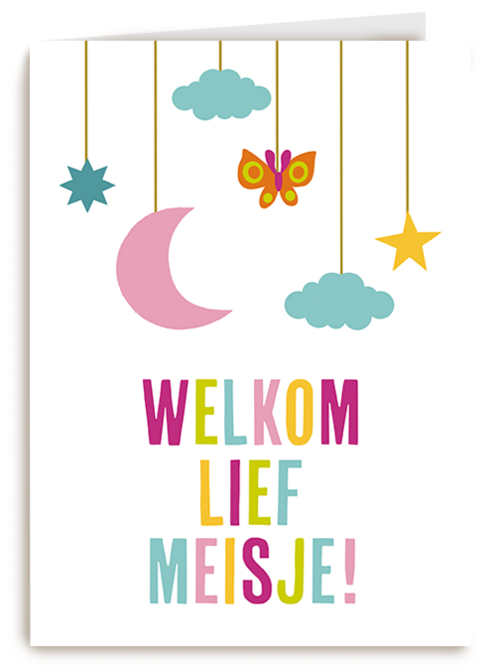 Kaart Hallmark | Geboorte Felicitatie | Geboortefelicitatie Welkom Lief Meisje Kleurrijk