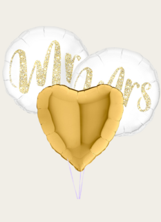 Ballonnentros Huwelijk Man en Vrouw Goud Wit