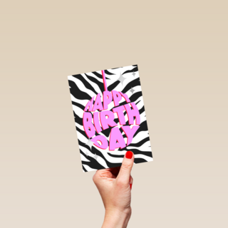 verjaardag kaart hip happy birthday pink balloon