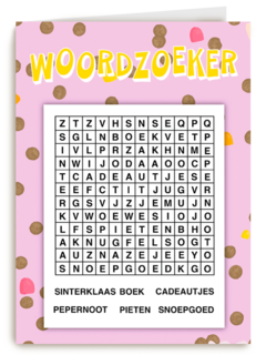 Sinterklaaskaart woordzoeker