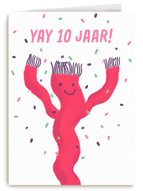 Een feestelijke kaart voor een 10 jarige