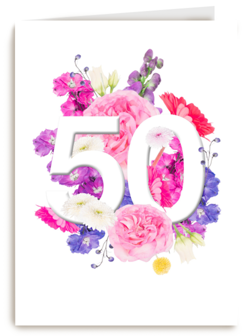 Verjaardagskaart 50 bloemen
