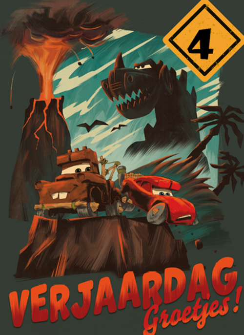 Cars verjaardagskaart met verjaardagsgroetjes