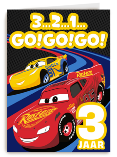 Cars verjaardagskaart bliksem McQueen 3 2 1 gogogo
