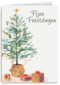 Kerstkaart klassiek kerstboom cadeautjes