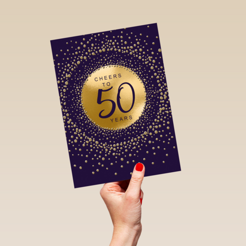 Verjaardagskaart leeftijden Man vrouw Cheers to 50 years
