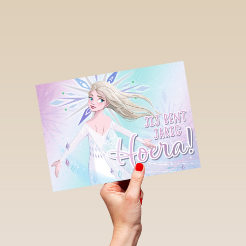een prachtige verjaardgskaart met Elsa van Frozen