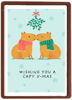 Kerstkaart capybara mistletoe