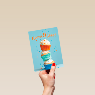 Hoera 9 Jaar cupcakes