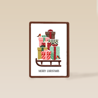 kerstkaart hip slee met cadeautjes folio