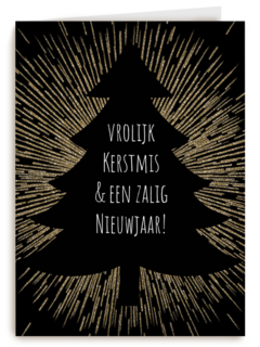 stijlvolle kerstkaart met gouden stralen