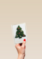 Kerstkaart klassiek wit met kerstboom