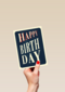 Verjaardagskaart happy birthday blauw