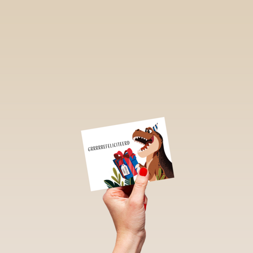 Gefeliciteerdkaart dino trex Folio