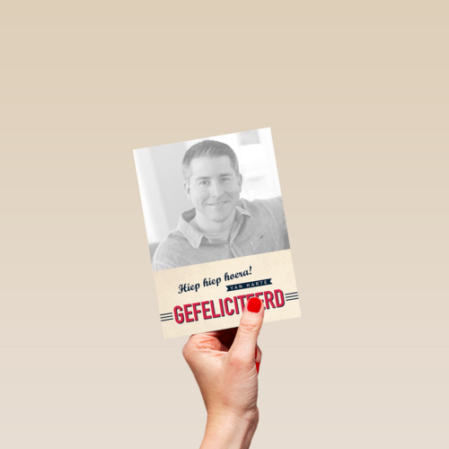 fotokaart hiep hiep hoera van harte gefeliciteerd
