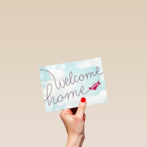 roze vliegtuigje welcome home