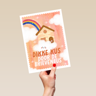 Kinderpostzegels - Dikke kus door de brievenbus