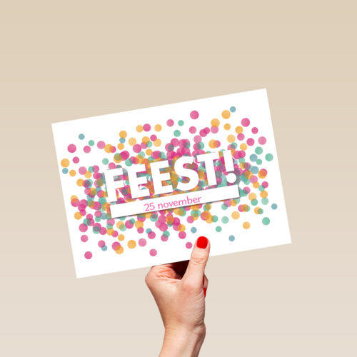 uitnodiging feest confetti roze