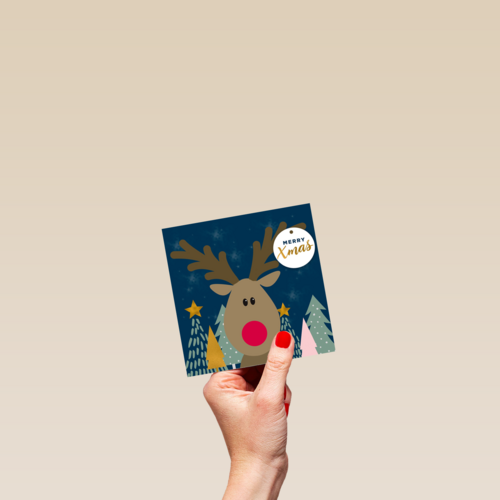 Kerstkaart Rudolph the red nose reindeer