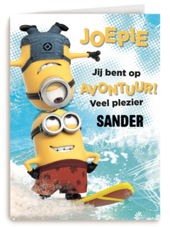 op kamp kaart met coole minions