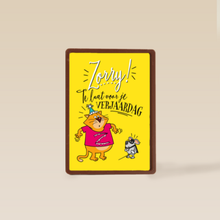 verjaardagskaart zorry te laat voor je verjaardag