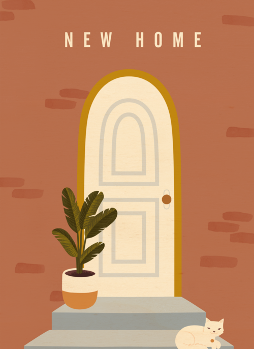 Houten Kaart Felicitatie Nieuwe Woning | Houten Kaart Hallmark | Felicitatie Nieuwe Woning | Verhuisdkaart New Home White Kat