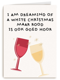 kerstkaart grappig i am dreaming of white wine