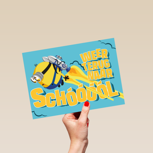 Back to school kaart Minions met Otto