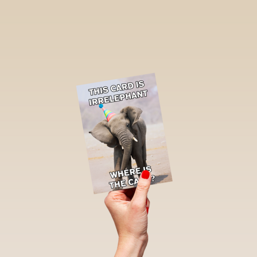 verjaardag kaart grappig this card is irrelephant