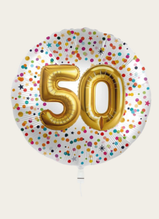 Ballon 50 jaar Confetti Goud 