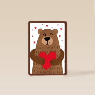 valentijnskaart klassiek beer met hart