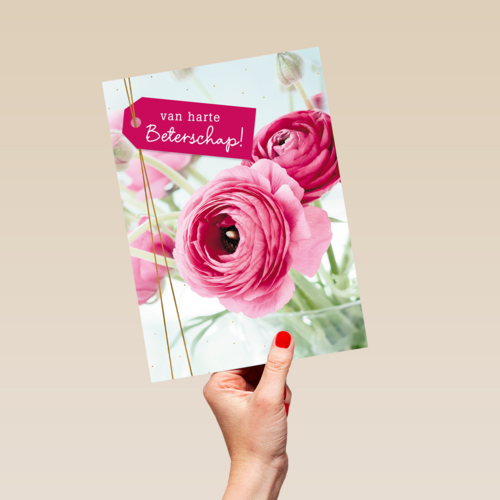 Beterschapskaart vrouw Bloemen Van harte beterschap