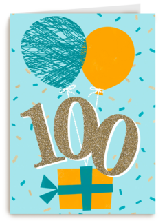 verjaardagskaart 100 jaar met ballonnen