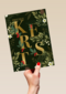 Kerstkaart klassiek gouden letters