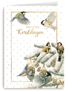 Kerstkaart klassiek Marjolein Bastin Kerst putter en koolmees